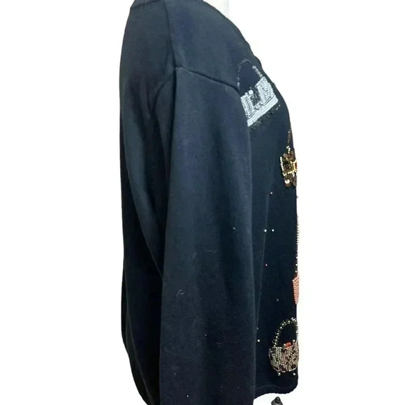 🔥 Host Pick 🔥 Quacker Factory black cardigan sweater with beads size 1X - Picture 6 of 11
